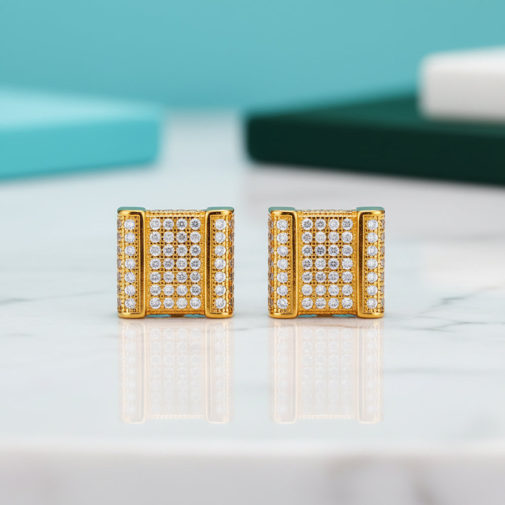 Round Diamond Iced out Stud Earrings-Evani Jewelry