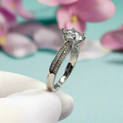 Round Diamond Six-Claws White Gold Engagement Ring-Evani Naomi Jewelry