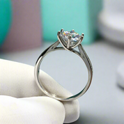 Round Diamond Six-Claws White Gold Engagement Ring-Evani Naomi Jewelry