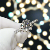 Round Diamond Snowflake White Gold Engagement Ring-Evani Naomi Jewelry