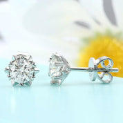 Round Diamond Stud Earrings with Snowflake-Evani Naomi Jewelry
