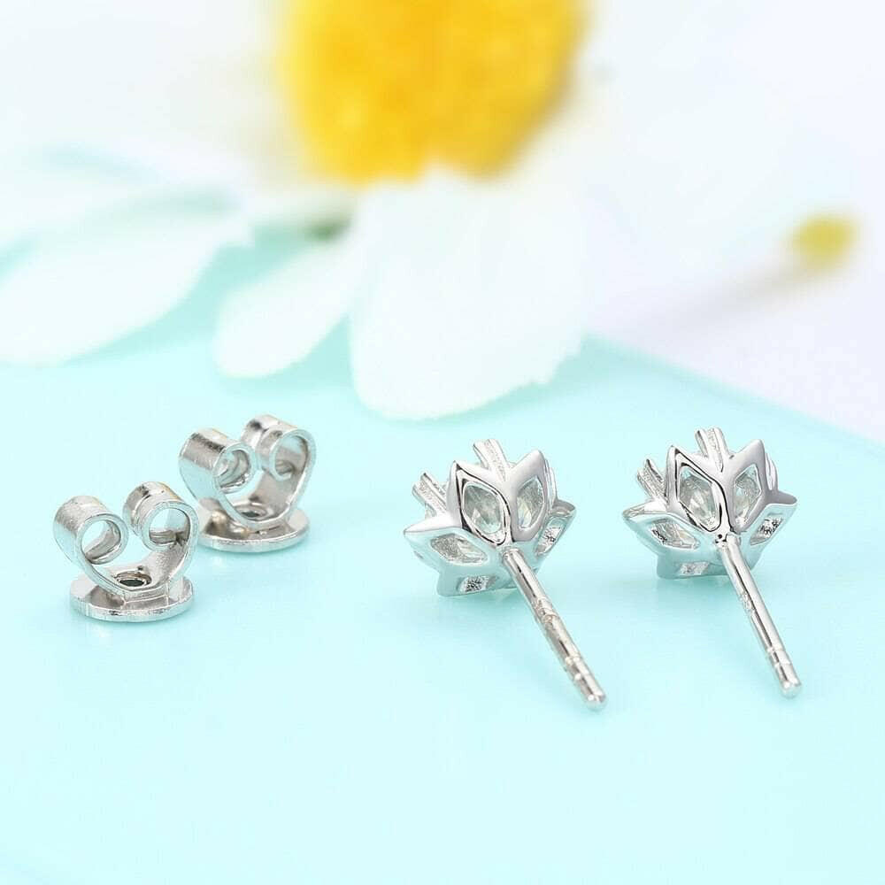 Round Diamond Stud Earrings with Snowflake-Evani Naomi Jewelry