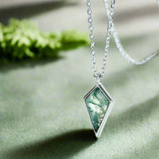 Constellation of Two Souls- Kite Cut Natural Unique Moss Agate Promise Ring - Evani Naomi Jewelry