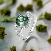 Masterpiece of Affection- Natural Green Moss Agate Rings - Evani Naomi Jewelry