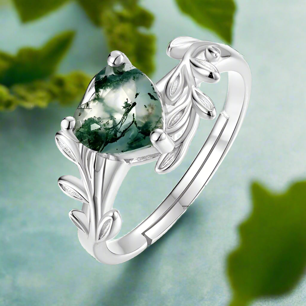 Masterpiece of Affection- Natural Green Moss Agate Rings - Evani Naomi Jewelry