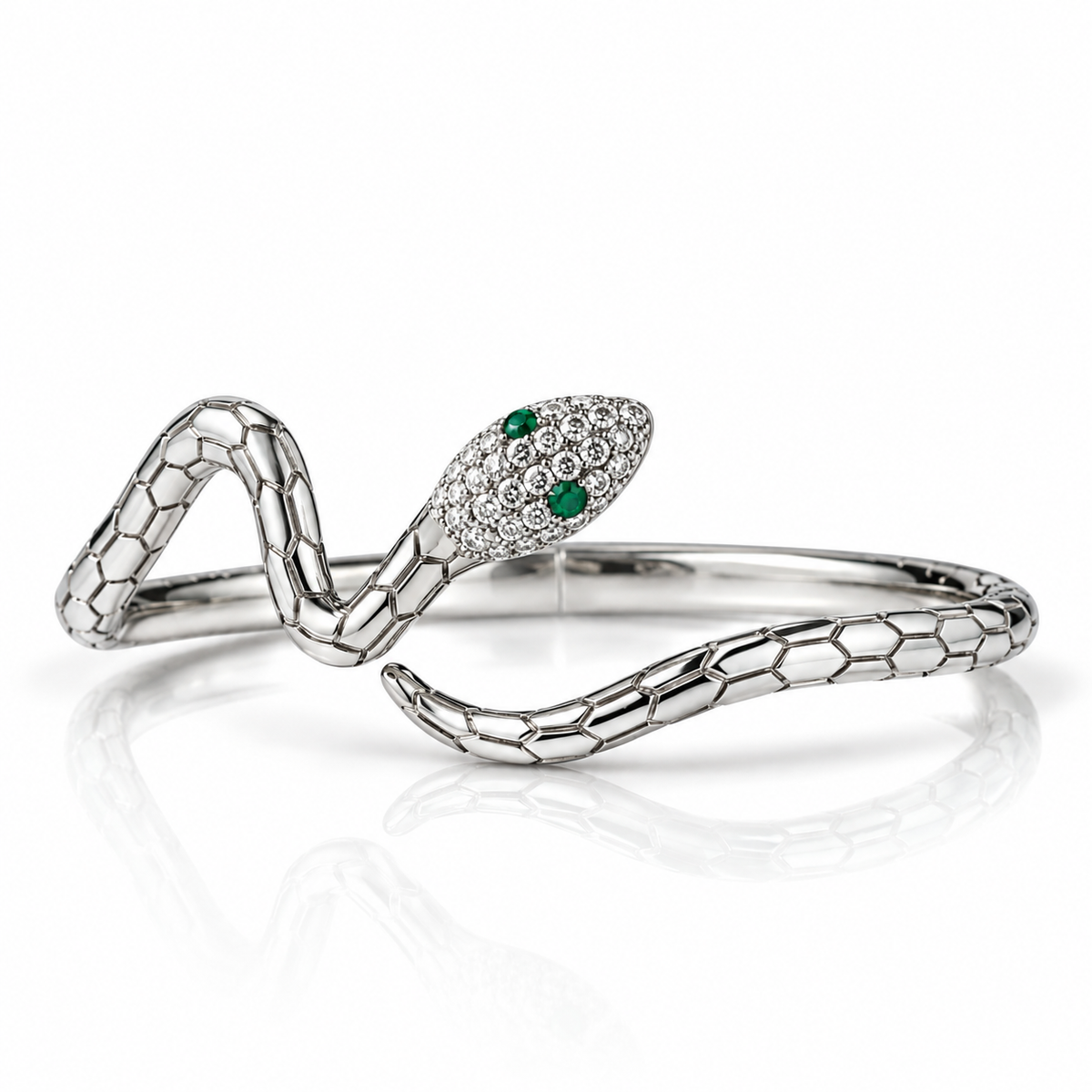 Classical Snake Diamond Option Open Bangle Bracelet - Evani Naomi Jewelry