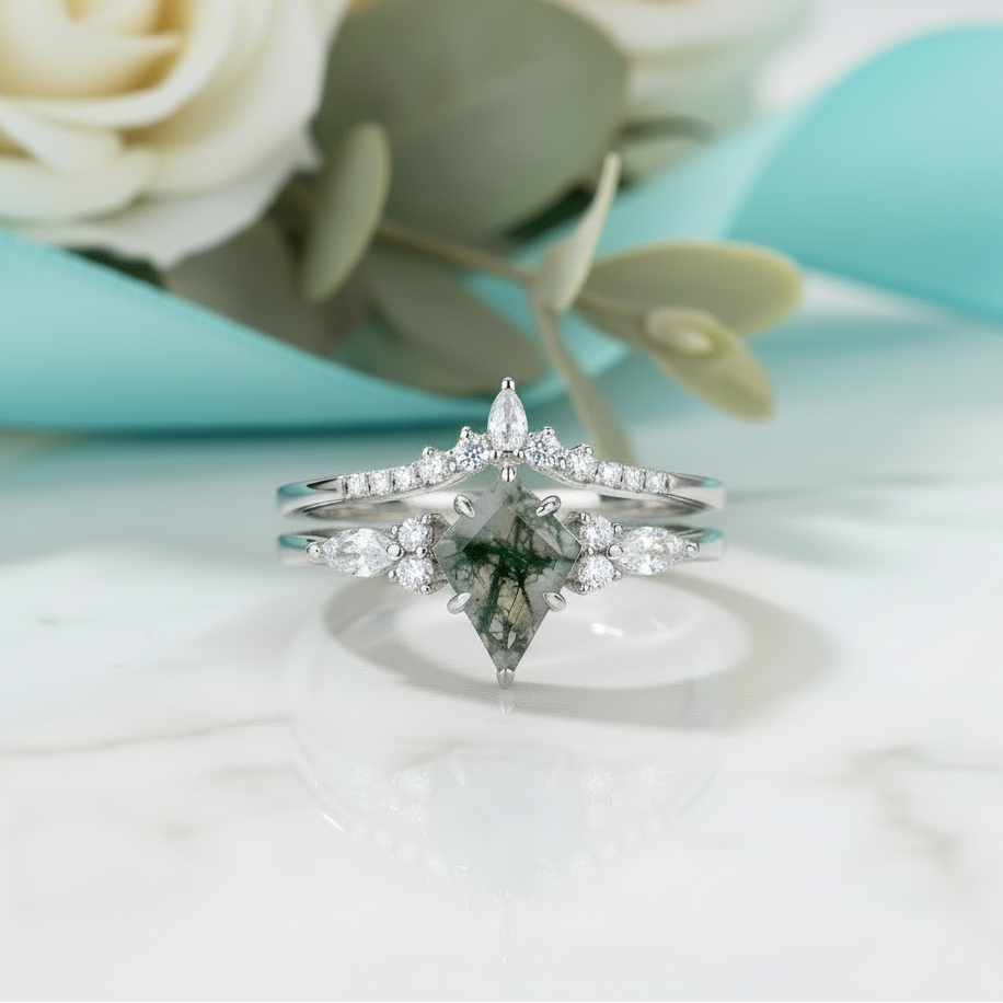 Token of Forever- Kite Cut Moss Agate & Alexandrite Ring-Evani Jewelry