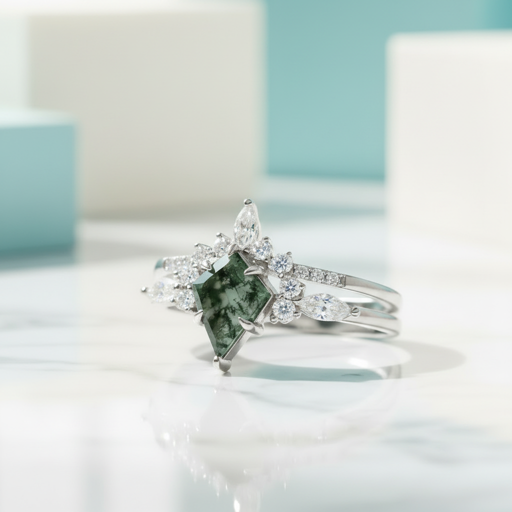 Token of Forever- Kite Cut Moss Agate & Alexandrite Ring-Evani Jewelry