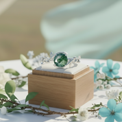 Masterpiece of Affection- Natural Green Moss Agate Rings