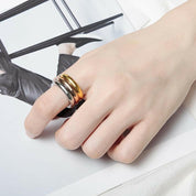 Simple Round 3 Layers Wedding Band Set-Evani Naomi Jewelry