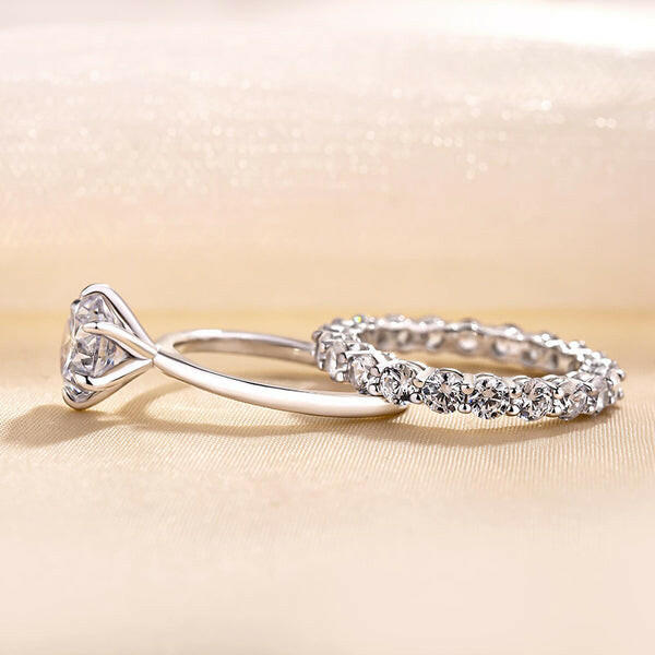 Simple Round Cut 2.0ct Diamond Bridal Set-Evani Naomi Jewelry