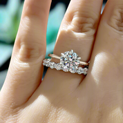 Simple Round Cut 2.0ct Diamond Bridal Set-Evani Naomi Jewelry
