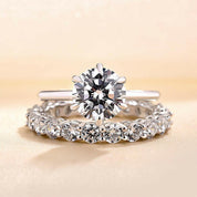 Simple Round Cut 2.0ct Diamond Bridal Set-Evani Naomi Jewelry