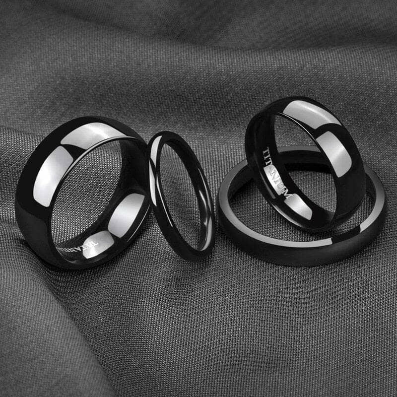 Simple Unisex Black Domed Titanium Wedding Band-Evani Naomi Jewelry