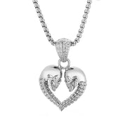 Skull and Skeleton Heart-Shaped Pendant Punk Necklace-Evani Naomi Jewelry