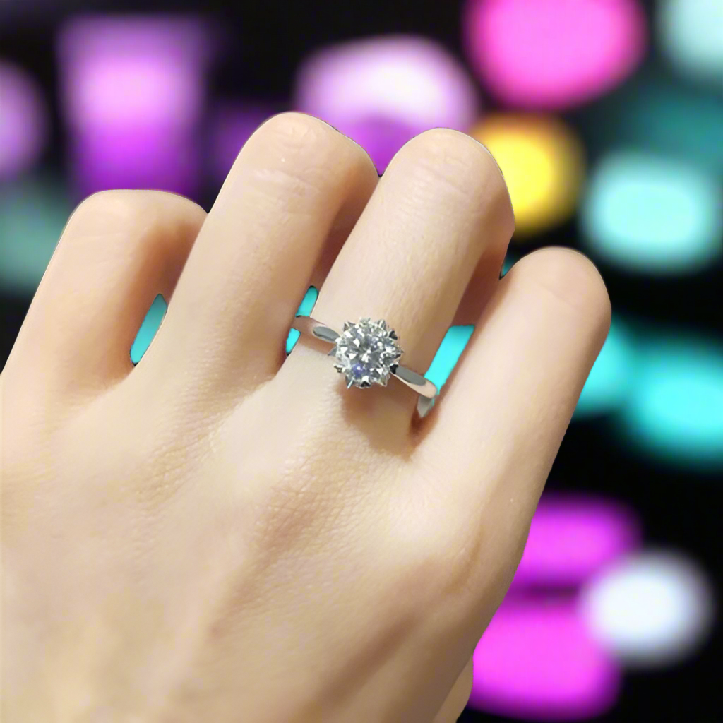 Snowflake White Gold Engagement Ring with 1.0ct Diamond-Evani Naomi Jewelry