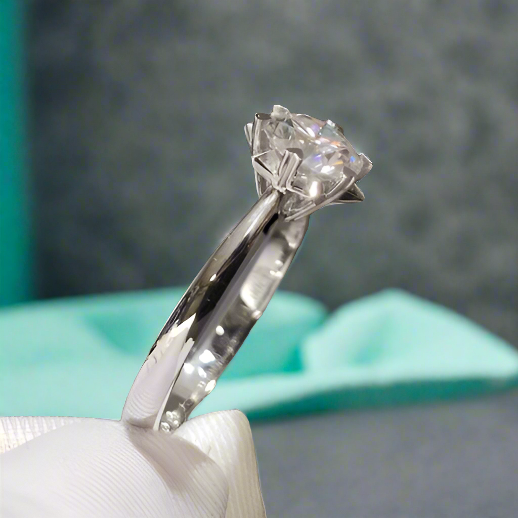 Snowflake White Gold Engagement Ring with 1.0ct Diamond-Evani Naomi Jewelry