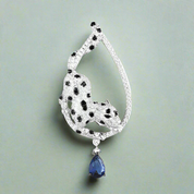 Sparkling Blue Pear-cut Gemstone with Leopard Pendant-Evani Naomi Jewelry