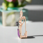 Sparkling Created Ruby Purple Stone Beetle Brooch-Evani Naomi Jewelry