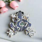 Sparkling Multi-Color Lovely Blue Frog Brooch-Evani Naomi Jewelry