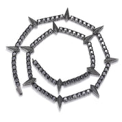 Spiked Tennis Link Necklace with Certified Black Diamond-Evani Naomi Jewelry