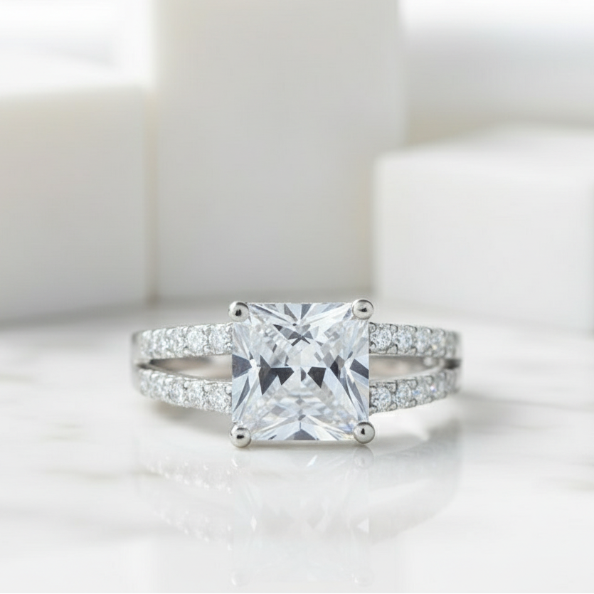 Split Shank 2.00 ct Princess-cut Diamond Engagement Ring-Evani Jewelry