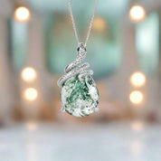 Steadfast Love- Snake Natural Moss Agate Pendant Necklace-Evani Naomi Jewelry