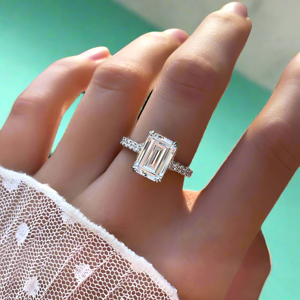 Stunning 3.0 ct Emerald Cut Diamond Engagement Ring-Evani Naomi Jewelry