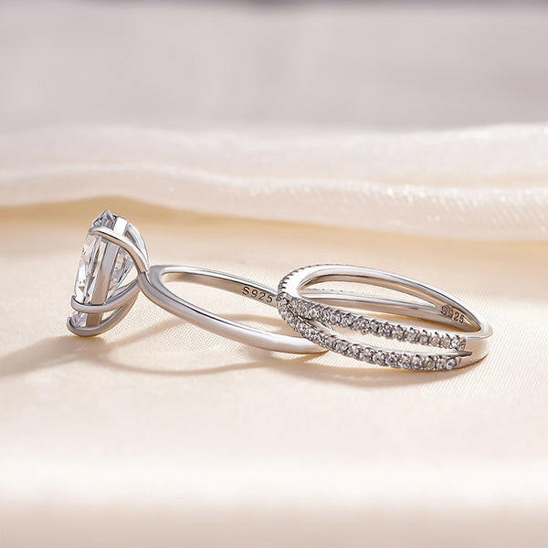 Stunning Pear-Cut Diamond with Criss Cross Bridal Set-Evani Naomi Jewelry