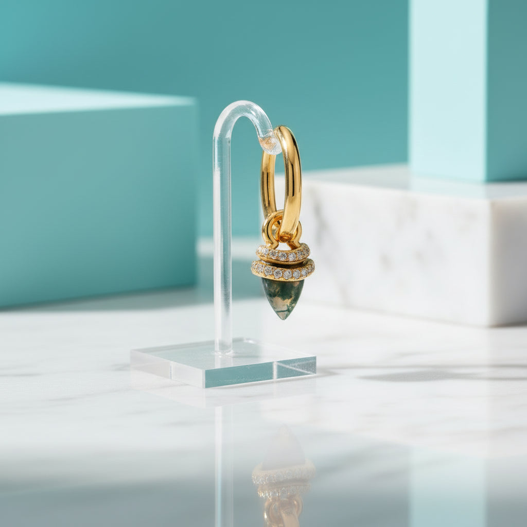 Eternal Promise- Unique Natural Moss Agate Earrings-Evani Jewelry