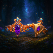The Vow Of Paladin- Two-piece Ring Set (Women)- Video Game Inspired Rings in 14k Yellow Gold - Evani Naomi Jewelry