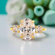 Three Stone 14k Yellow Gold Engagement Ring-Evani Naomi Jewelry