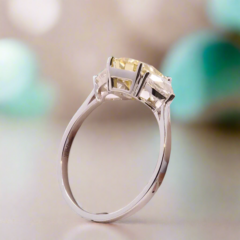 Three Stone 3.0ctw Yellow Radiant Cut Diamond Engagement Ring-Evani Naomi Jewelry