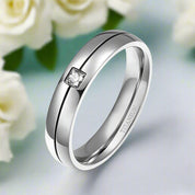 Titanium Wedding Band with Diamond -Evani Naomi Jewelry