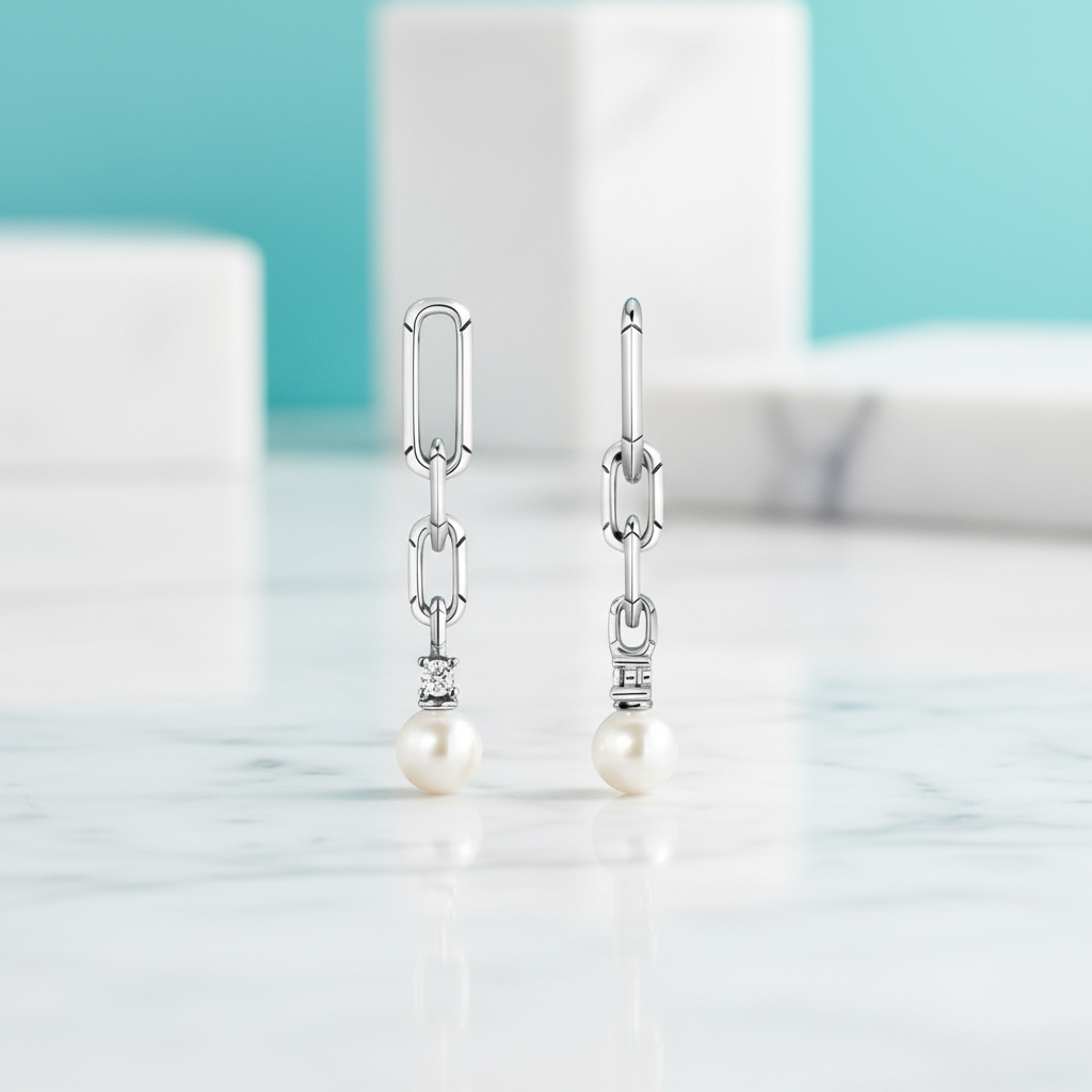 Trendy Pearl Chain Earrings-Evani Jewelry
