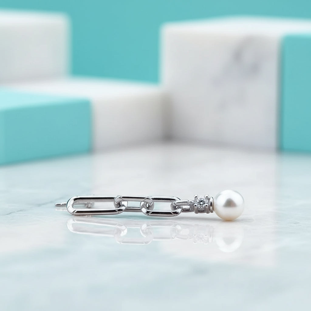 Trendy Pearl Chain Earrings-Evani Jewelry