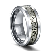 Tungsten Men's Wedding Band with Dragon Inlay-Evani Naomi Jewelry