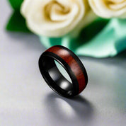 Tungsten Men's Wedding Band with Matte Wood-Evani Naomi Jewelry