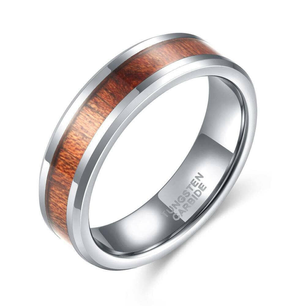 Tungsten Men's Wedding Band with Wood Inlay-Evani Naomi Jewelry