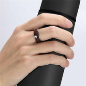 Tungsten Men's Wedding Band with Wood & Shell Inlay-Evani Naomi Jewelry