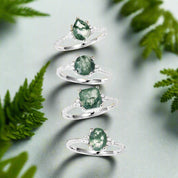 Twilight's Promise- Natural Princess Cut Moss Agate Ring-Evani Naomi Jewelry