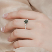 Twilight's Promise- Natural Princess Cut Moss Agate Ring-Evani Naomi Jewelry