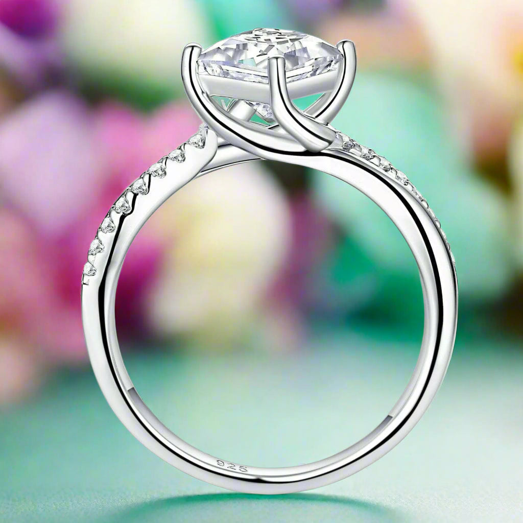 Twist 14k White Gold Princess Cut Engagement Ring-Evani Naomi Jewelry