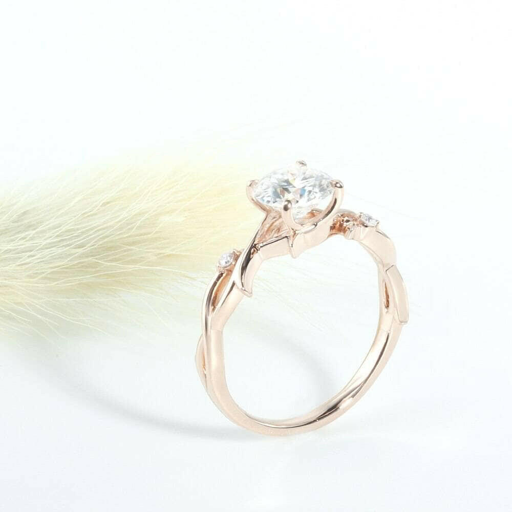 Twisted 18K Rose Gold 1.0 Ct Diamond Engagement Ring-Evani Naomi Jewelry