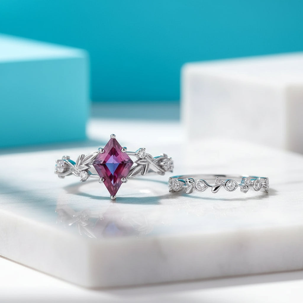 Kite Cut Alexandrite Birthstone Ring-Evani Jewelry
