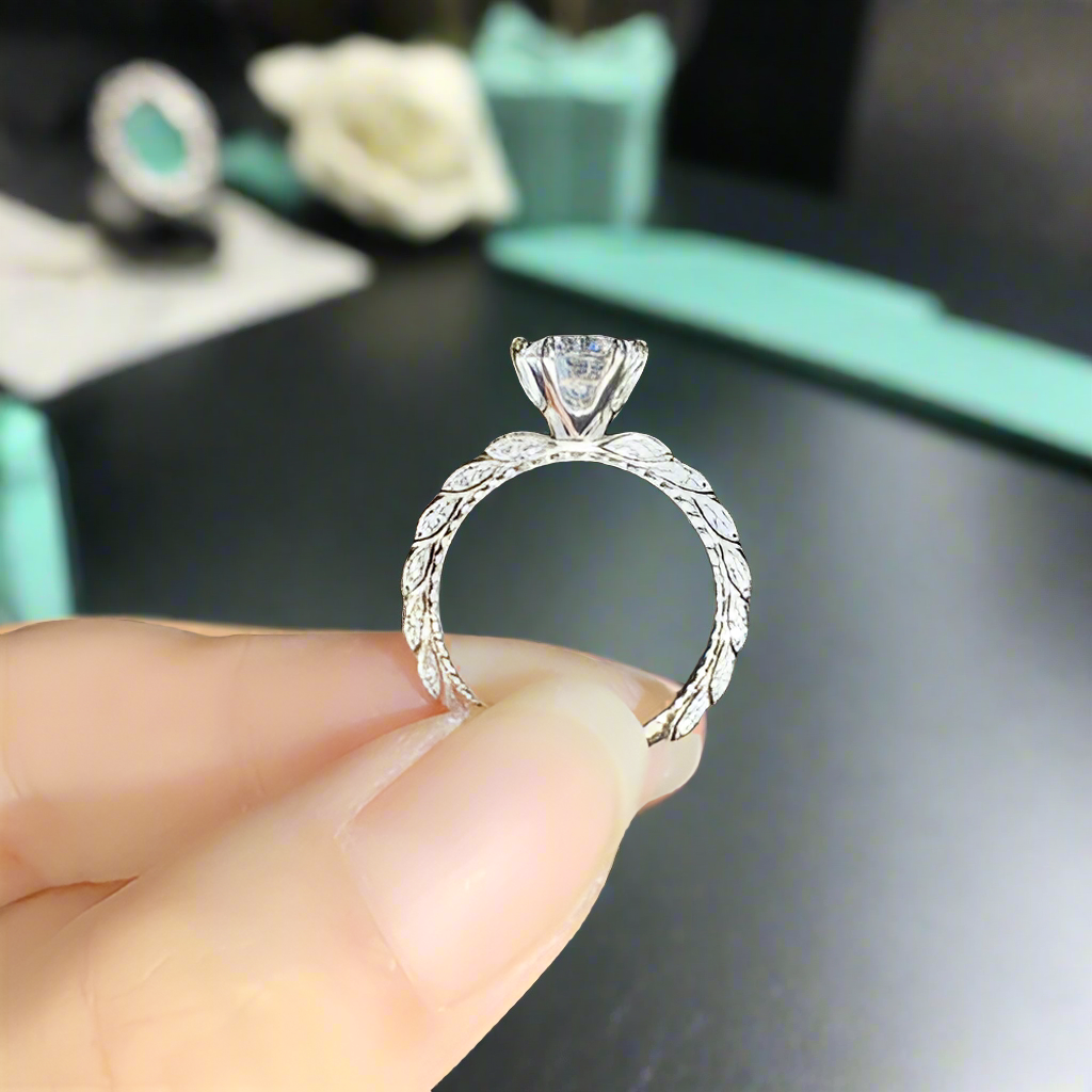 Unique 1.0 ct Round Diamond Platinum Engagement Ring-Evani Naomi Jewelry
