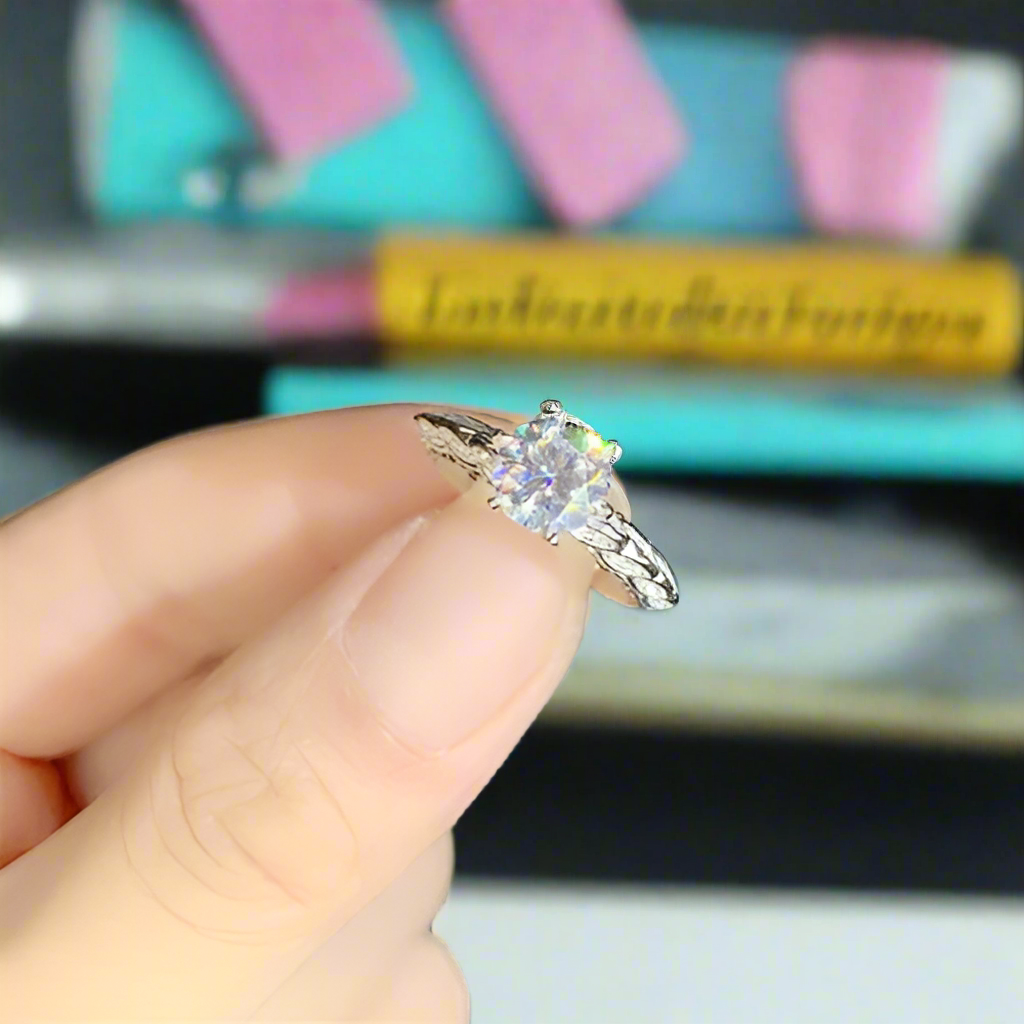 Unique 1.0 ct Round Diamond Platinum Engagement Ring-Evani Naomi Jewelry