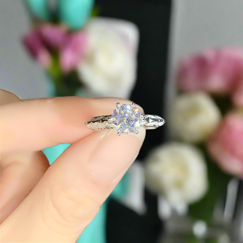 Unique 1.0 ct Round Diamond Platinum Engagement Ring-Evani Naomi Jewelry