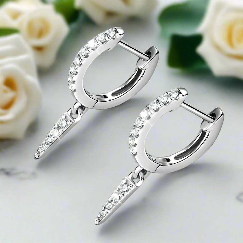 Unique Diamond Huggie Dangle Earrings-Evani Naomi Jewelry