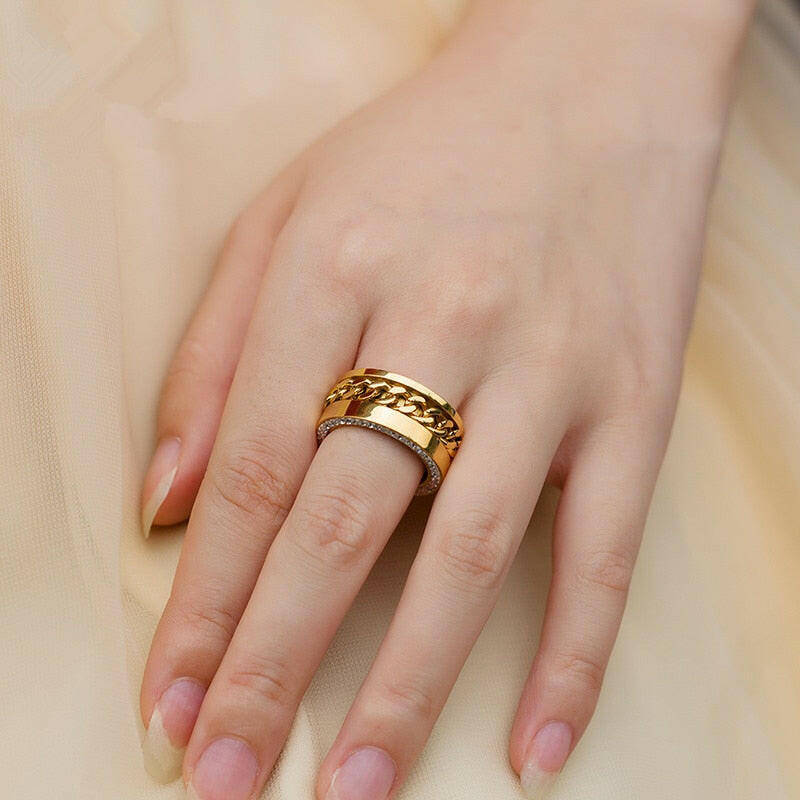 Unique EVN Diamond with Chain Design Wedding Band-Evani Naomi Jewelry